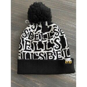 Bell’s Black and White Winter Beanie Hat with Pom Pom NEW